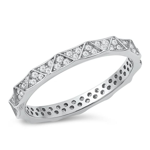 Clear Cubic Zirconia Classy Eternity Ring .925 Sterling Silver Band White Jewelry Female Size 10