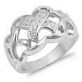 thumbnail image 1 of Clear Cubic Zirconia Criss Cross Filigree Ring .925 Sterling Silver Band White Jewelry Female Size 6, 1 of 4