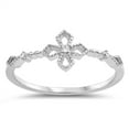 thumbnail image 1 of Clear Cubic Zirconia Cross Cutout Thumb Ring .925 Sterling Silver Band White Jewelry Female Size 8, 1 of 4