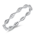 thumbnail image 1 of Clear Cubic Zirconia DNA Design Band Ring Sterling Silver Size 6, 1 of 2