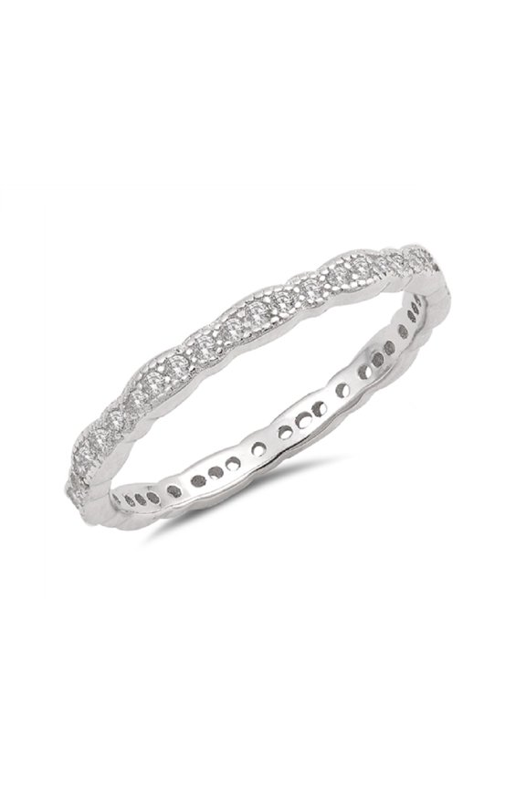 Clear Cubic Zirconia Designer Stackable Ring Sterling Silver