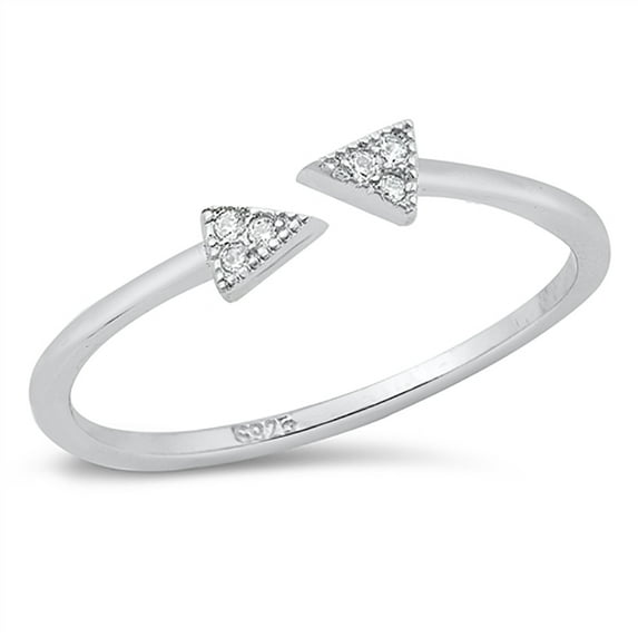 Clear Cubic Zirconia Double Sided Arrow Ring Sterling Silver Size 7