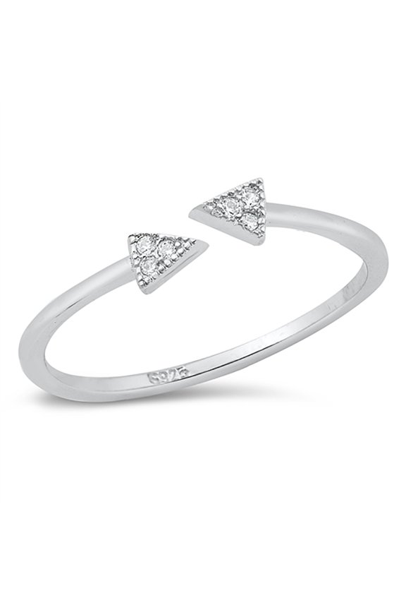 Clear Cubic Zirconia Double Sided Arrow Ring Sterling Silver Size 7