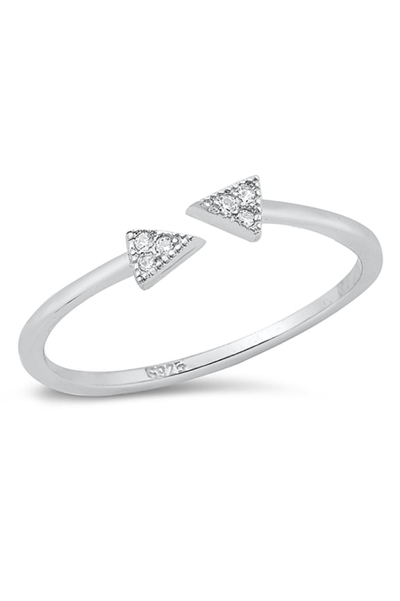 Clear Cubic Zirconia Double Sided Arrow Ring Sterling Silver Size 9
