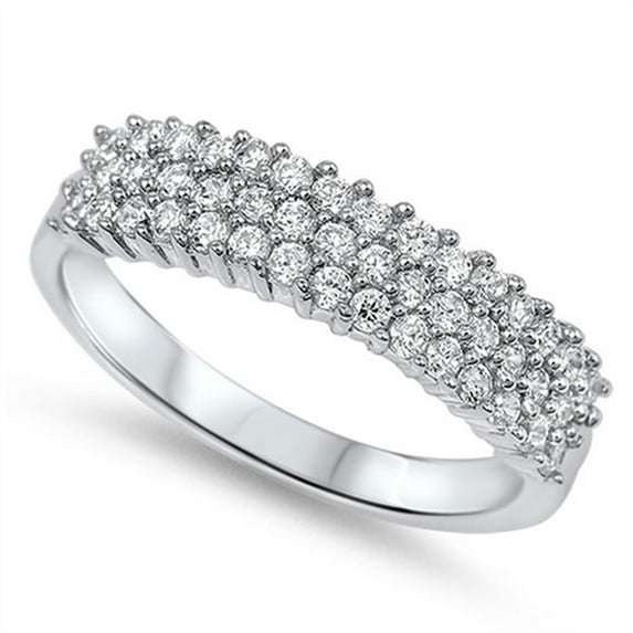 Clear Cubic Zirconia Elegant Ring .925 Sterling Silver Band White Jewelry Female Male Unisex Size 9