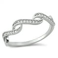 thumbnail image 1 of Clear Cubic Zirconia Elegant Wave Twist Ring .925 Sterling Silver Band White Jewelry Female Size 9, 1 of 4