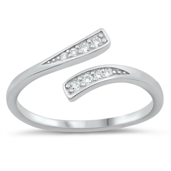 Clear Cubic Zirconia Elegant Wrap Ring .925 Sterling Silver Band White Jewelry Female Male Size 4