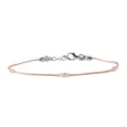 thumbnail image 1 of Clear Cubic Zirconia Embedded Three Stones Mesh Bracelet Rose Gold-Tone Plated Sterling Silver, 1 of 3