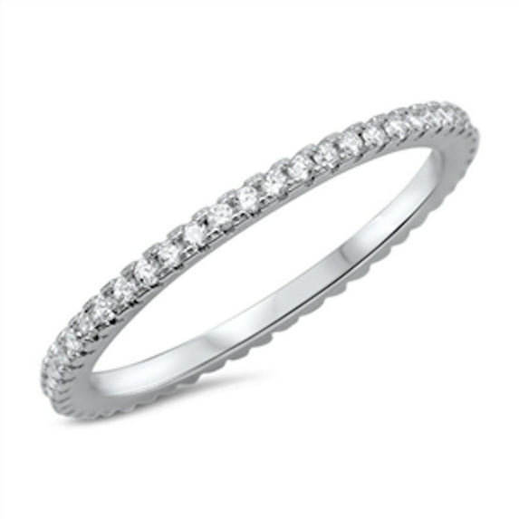 Clear Cubic Zirconia Eternity Stackable Ring Sterling Silver Size 13