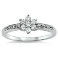 thumbnail image 1 of Clear Cubic Zirconia Flower Cocktail Ring .925 Sterling Silver Band White Jewelry Female Male Size 7, 1 of 4
