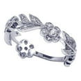 thumbnail image 1 of Clear Cubic Zirconia Flower Leaf Eternity Ring Rhodium Plated Sterling Silver Size 6, 1 of 3