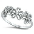 thumbnail image 1 of Clear Cubic Zirconia Flower Plumeria Ring 925 Sterling Silver Thumb Band White Jewelry Female Size 8, 1 of 4