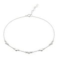 thumbnail image 1 of Clear Cubic Zirconia Heart Anklet Rhodium Plated Sterling Silver, 1 of 2