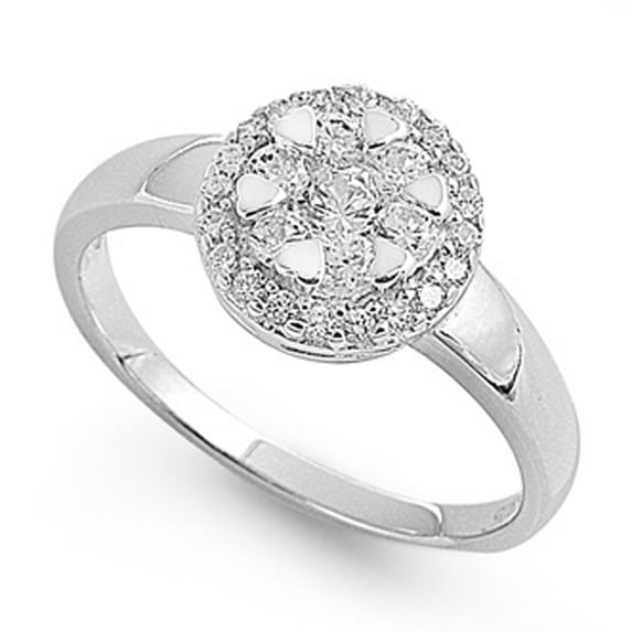 Clear Cubic Zirconia Heart Chic Style Ring .925 Sterling Silver Band White Jewelry Female Size 7