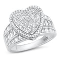 thumbnail image 1 of Clear Cubic Zirconia Heart Cocktail Ring .925 Sterling Silver Band White Jewelry Female Male Size 10, 1 of 4
