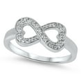 thumbnail image 1 of Clear Cubic Zirconia Heart Infinity Love Ring Sterling Silver Band White 925 Jewelry Female Size 7, 1 of 4
