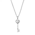 thumbnail image 1 of Clear Cubic Zirconia Heart Key Necklace Sterling Silver 16"+1" Extension, 1 of 1