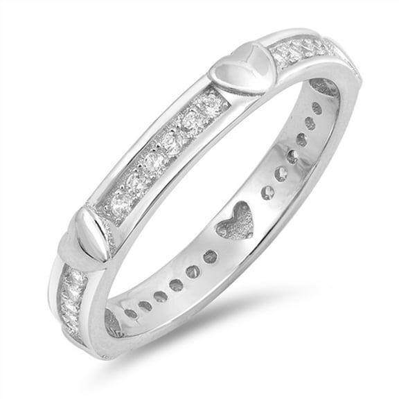 Clear Cubic Zirconia Heart Love Ring .925 Sterling Silver Band White Jewelry Female Male Size 5