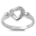 thumbnail image 1 of Clear Cubic Zirconia Heart Promise Ring .925 Sterling Silver Band White Jewelry Female Male Size 9, 1 of 4