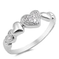 thumbnail image 1 of Clear Cubic Zirconia Heart Promise Ring .925 Sterling Silver Band White Jewelry Female Male Size 9, 1 of 4