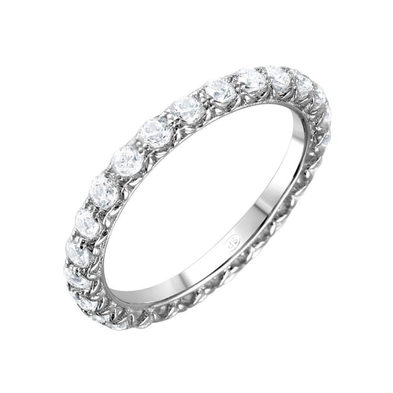 Clear Cubic Zirconia Infinite Stackable Ring Rhodium Plated Sterling Silver Size 9