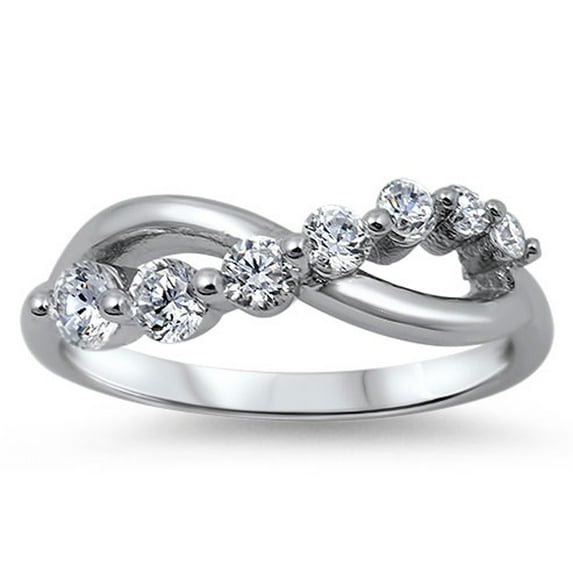 Clear Cubic Zirconia Infinity Elegant Ring .925 Sterling Silver Band White Jewelry Female Size 5