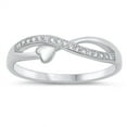 thumbnail image 1 of Clear Cubic Zirconia Infinity Heart Ring Sterling Silver Size 6, 1 of 3