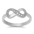 thumbnail image 1 of Clear Cubic Zirconia Infinity Ring .925 Sterling Silver Band White Jewelry Female Male Unisex Size 4, 1 of 4