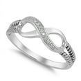 thumbnail image 1 of Clear Cubic Zirconia Infinity Rope Ring .925 Sterling Silver Band White Jewelry Female Male Size 13, 1 of 4