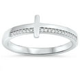 thumbnail image 1 of Clear Cubic Zirconia Line With Plain Sideway Cross Ring Sterling Silver, 1 of 2