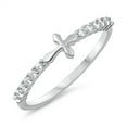 thumbnail image 1 of Clear Cubic Zirconia Little Cross Sideway Ring Sterling Silver Size 5, 1 of 2