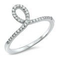 thumbnail image 1 of Clear Cubic Zirconia Loop Promise Knot Ring .925 Sterling Silver Friendship Band White Female Size 6, 1 of 4