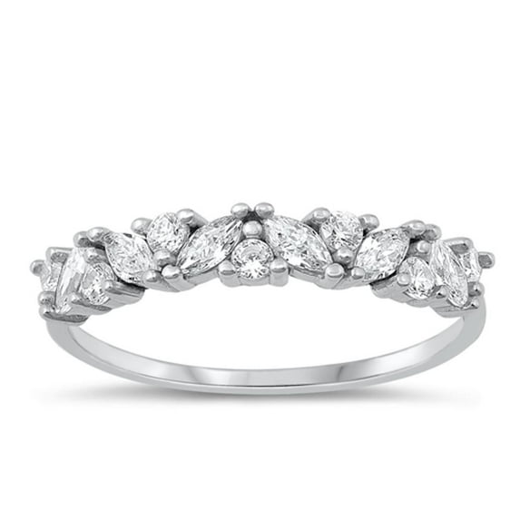 Clear Cubic Zirconia Marquise Ring .925 Sterling Silver Band White Jewelry Female Male Unisex Size 9