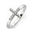 thumbnail image 1 of Clear Cubic Zirconia Mini Cross Ring Rhodium Plated Sterling Silver Size 6, 1 of 3