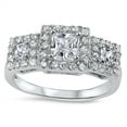 thumbnail image 1 of Clear Cubic Zirconia Modern Geometric Ring .925 Sterling Silver Band White Jewelry Female Size 8, 1 of 4
