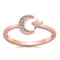 thumbnail image 1 of Clear Cubic Zirconia Moon And Star Ring Rose Gold-Tone Plated Sterling Silver, 1 of 2