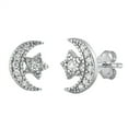 thumbnail image 1 of Clear Cubic Zirconia Moon And Star Stud Earrings Sterling Silver, 1 of 2