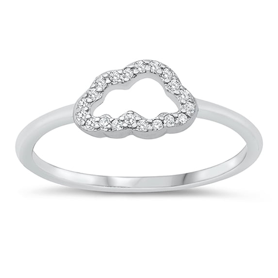 Clear Cubic Zirconia Open Cloud Ring Sterling Silver Size 5