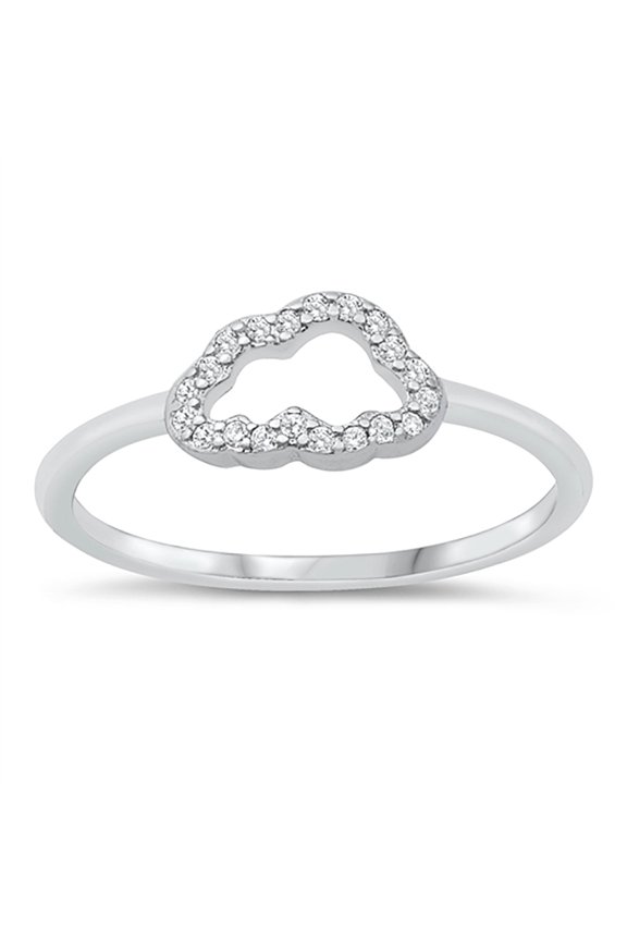 Clear Cubic Zirconia Open Cloud Ring Sterling Silver Size 5
