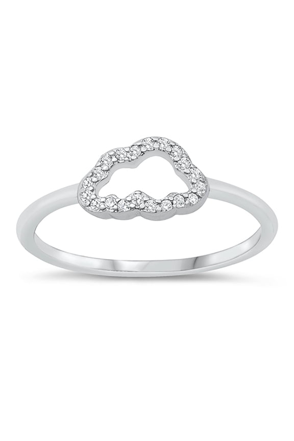Clear Cubic Zirconia Open Cloud Ring Sterling Silver Size 7