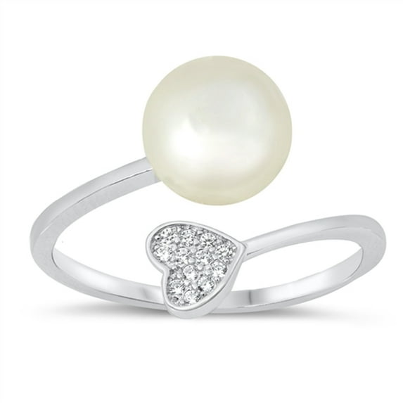Clear Cubic Zirconia Open Promise Heart Ring .925 Sterling Silver Band White Jewelry Female Size 6