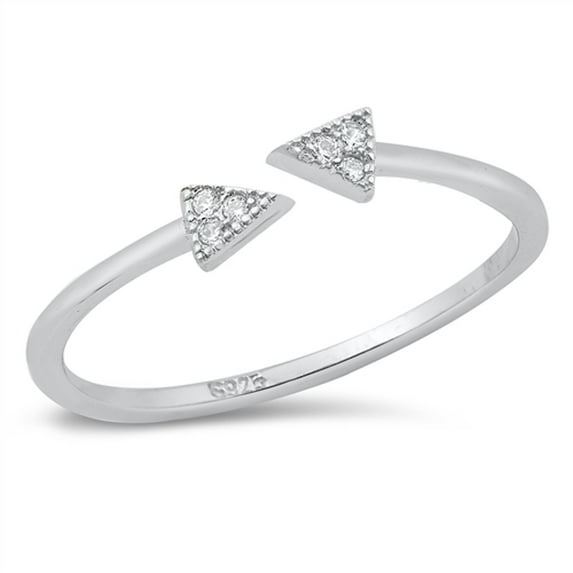 Clear Cubic Zirconia Open Triangle Wrap Ring .925 Sterling Silver Band White Jewelry Female Size 7