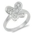 thumbnail image 1 of Clear Cubic Zirconia Promise Micro Pave Butterfly Ring .925 Sterling Silver Band White Female Size 8, 1 of 4