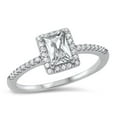 thumbnail image 1 of Clear Cubic Zirconia Radiant Promise Halo Ring .925 Sterling Silver Band White Jewelry Female Size 9, 1 of 4
