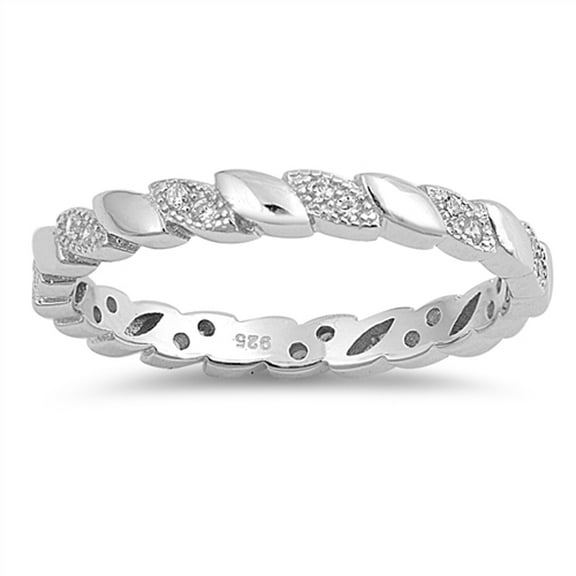 Clear Cubic Zirconia Ring .925 Solid Sterling Silver Band White Jewelry Female Male Unisex Size 10