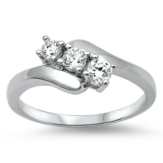 Clear Cubic Zirconia Ring .925 Sterling Silver Band White Jewelry Female Male Unisex Size 8
