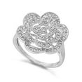 thumbnail image 1 of Clear Cubic Zirconia Rose Flower Ring .925 Sterling Silver Band White Jewelry Female Male Size 8, 1 of 4