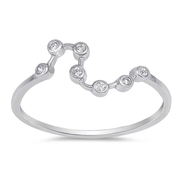 Clear Cubic Zirconia S Shape Ring Sterling Silver
