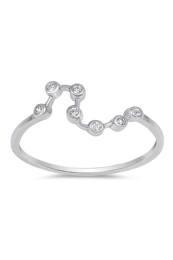 Clear Cubic Zirconia S Shape Ring Sterling Silver