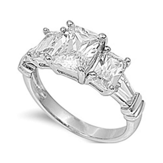 Clear Cubic Zirconia Shiny Bridal Ring .925 Sterling Silver Band White Jewelry Female Male Size 8
